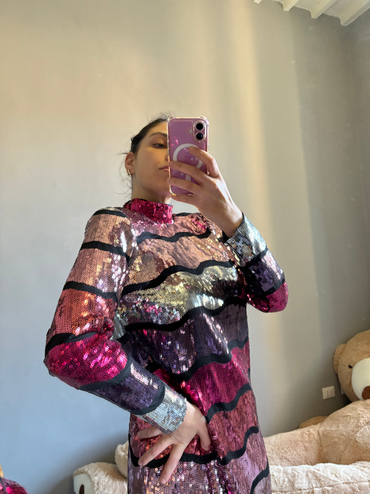 Abito in paillettes multicolore