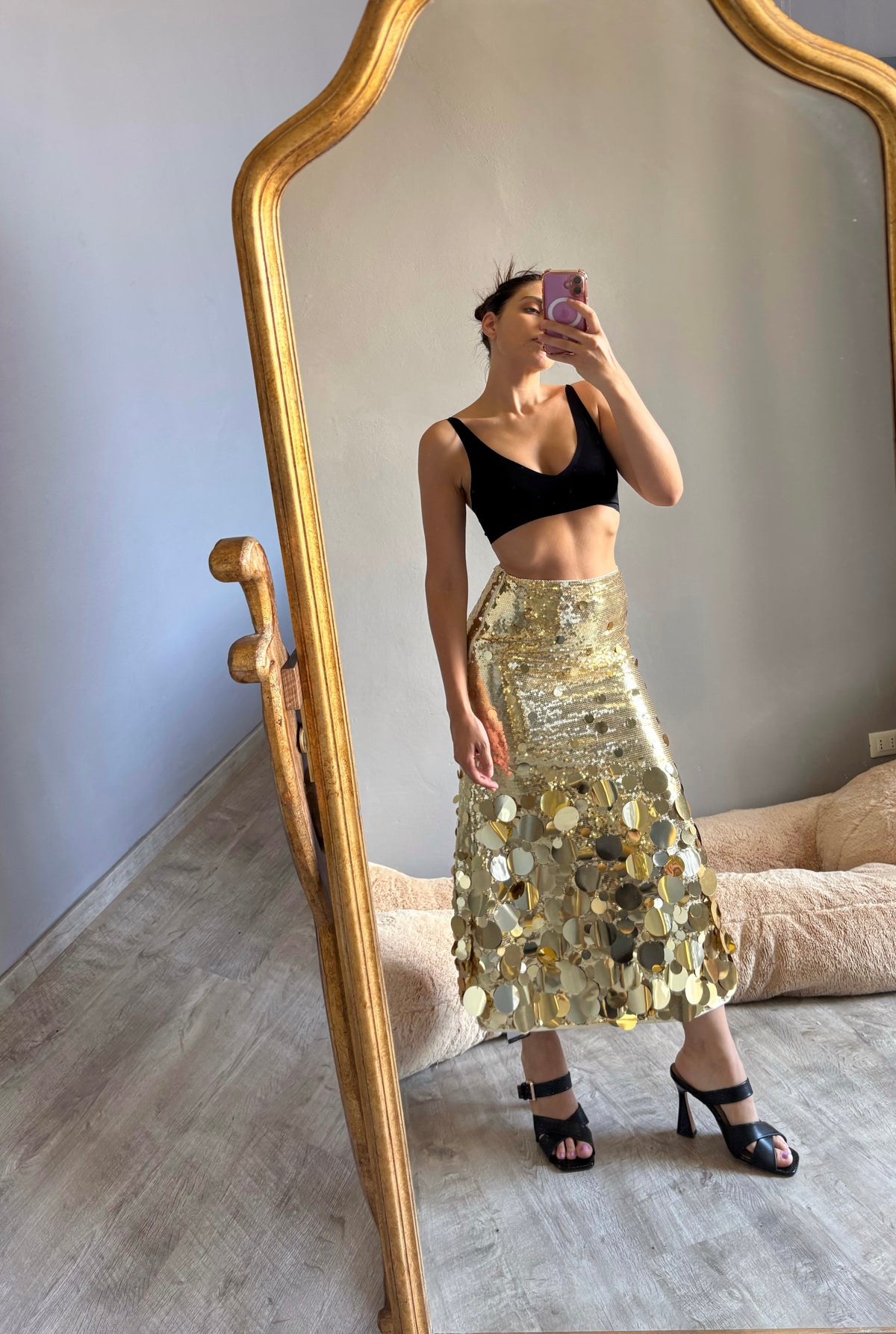 Gonna in paillettes oro