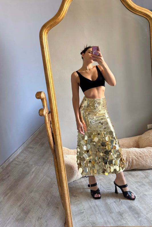Gonna in paillettes oro