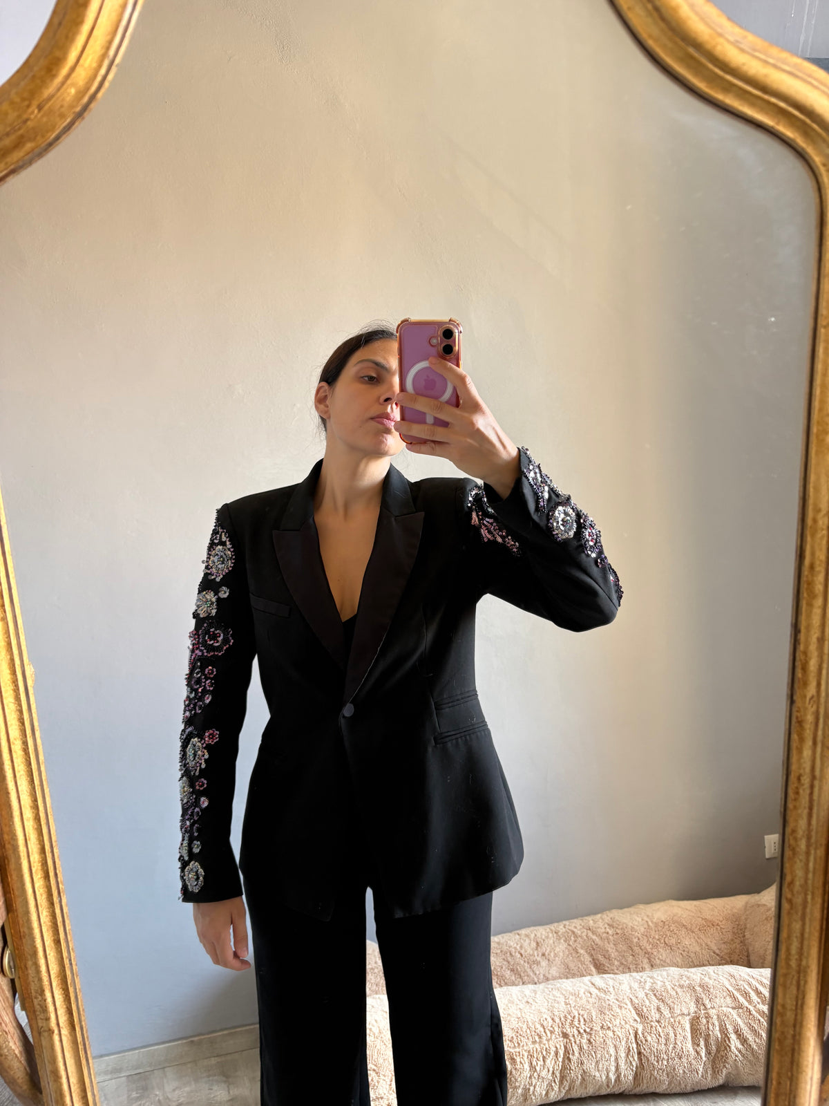 Blazer maniche gioiello con strass