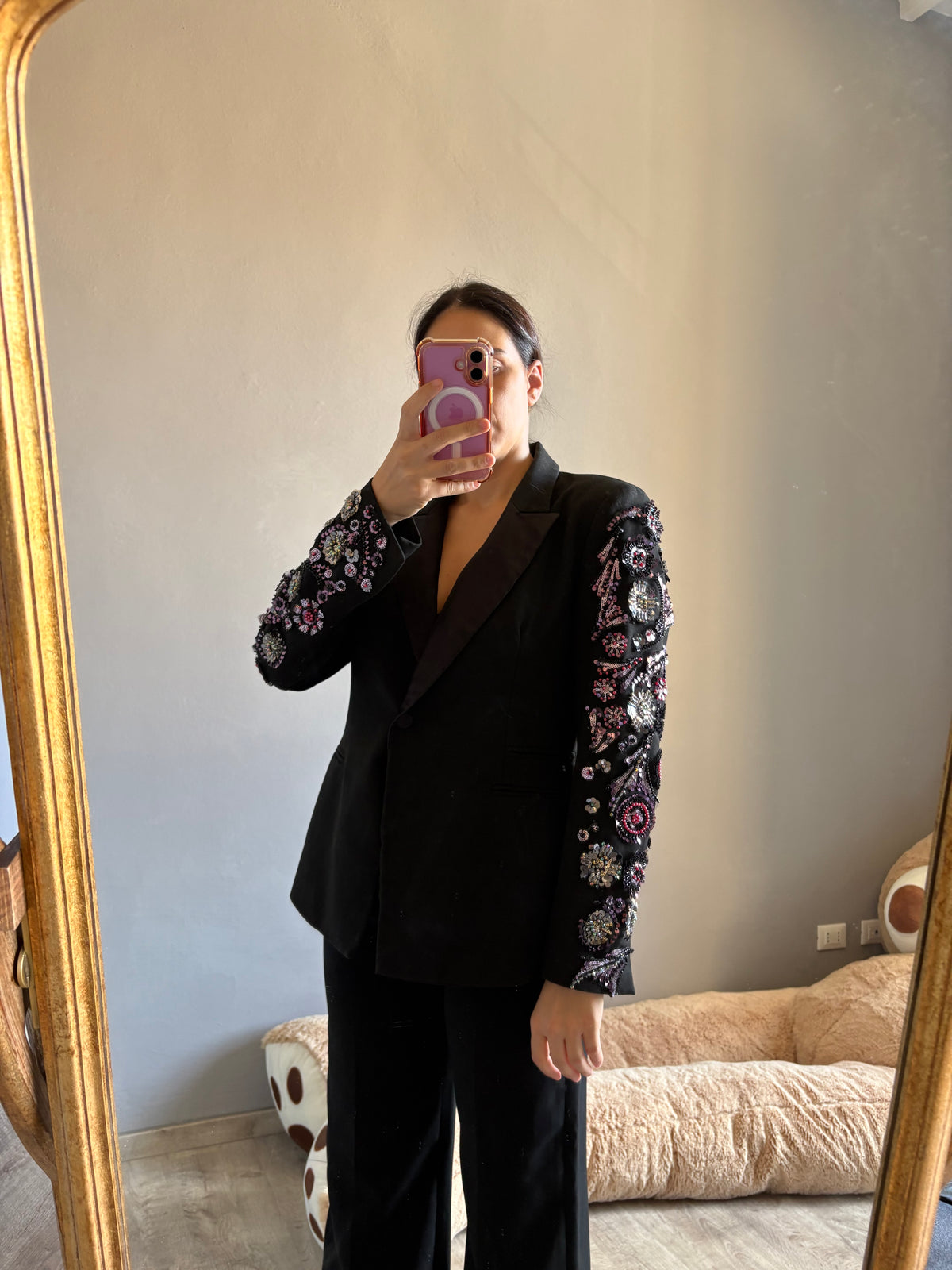 Blazer maniche gioiello con strass