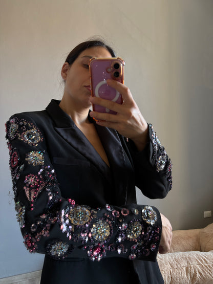 Blazer maniche gioiello con strass
