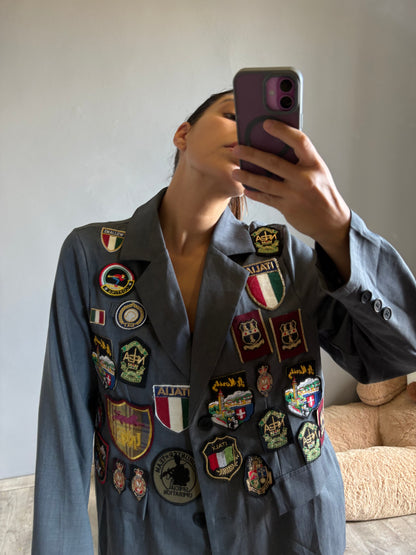 Blazer grigio patch