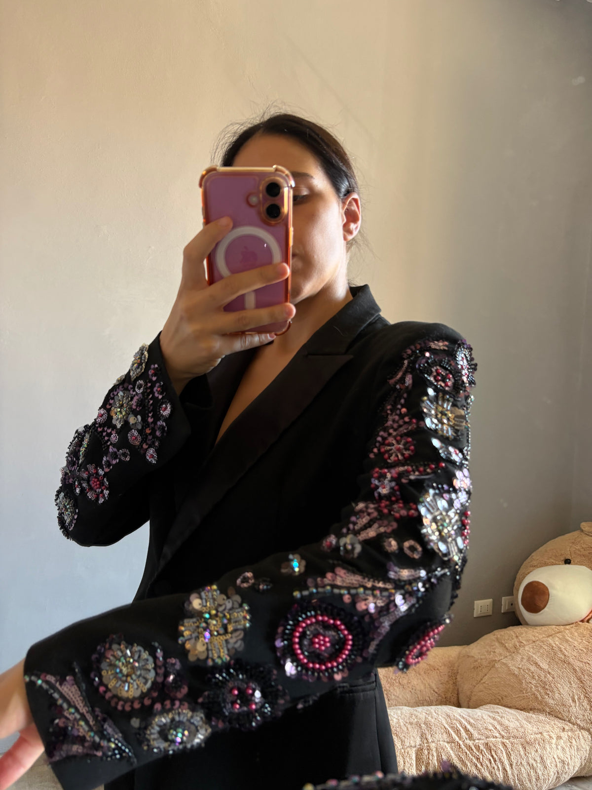 Blazer maniche gioiello con strass
