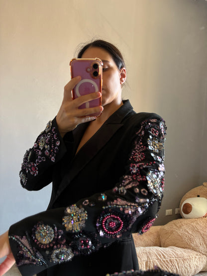 Blazer maniche gioiello con strass