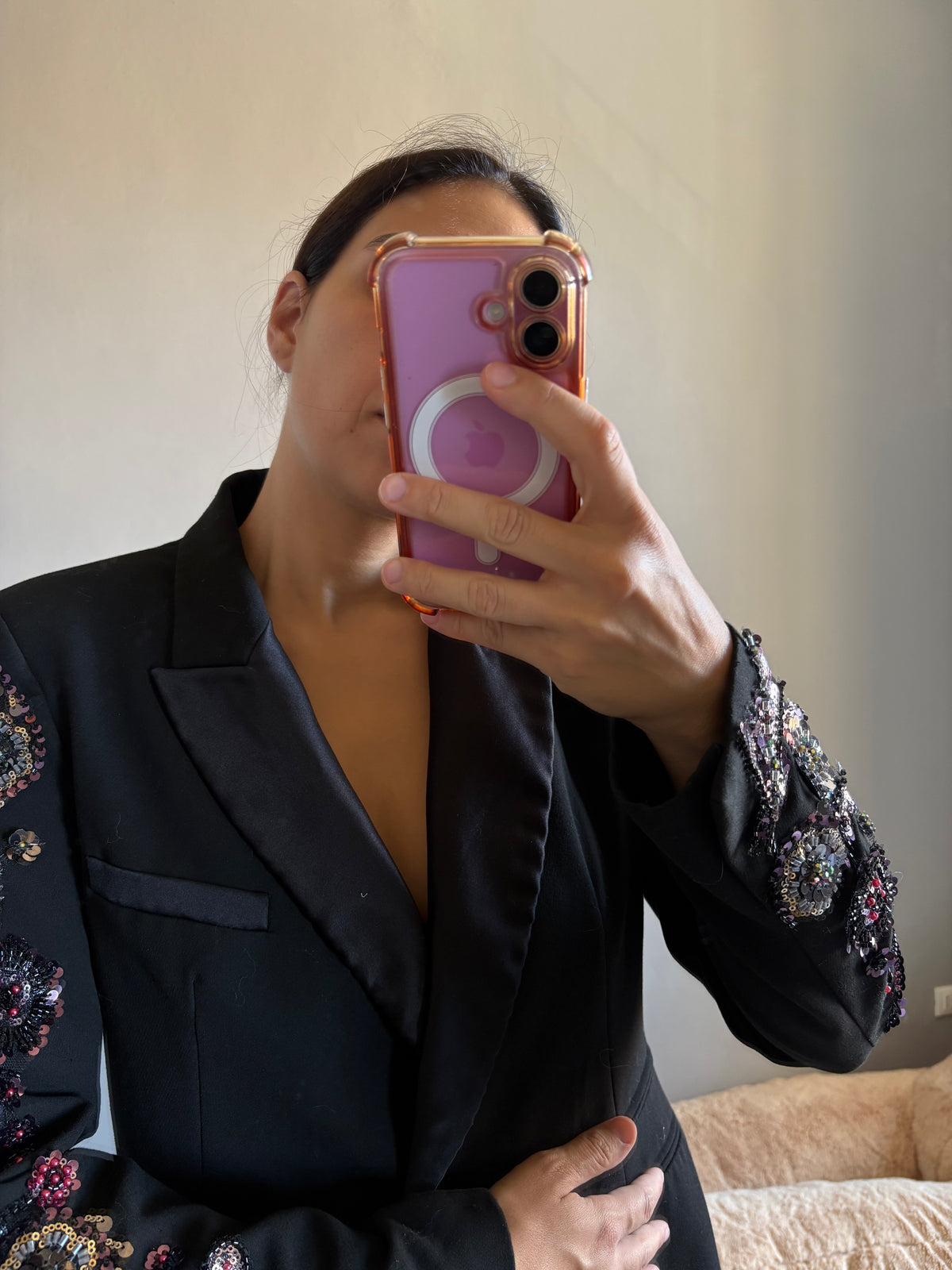 Blazer maniche gioiello con strass