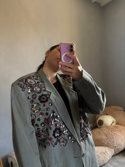 Blazer geigio pietre fiore strass
