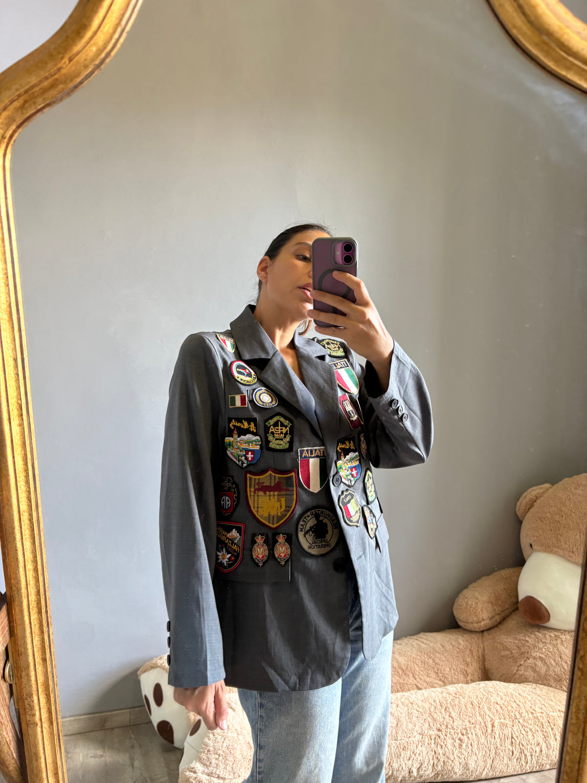 Blazer grigio patch