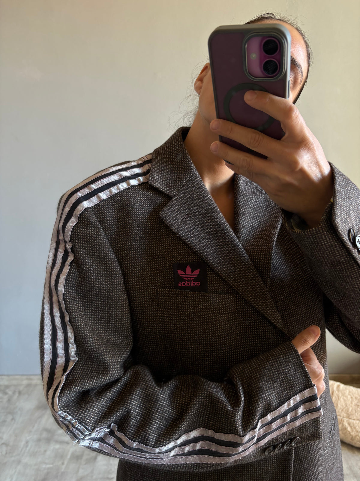 Blazer con nastro beige/nero e logo