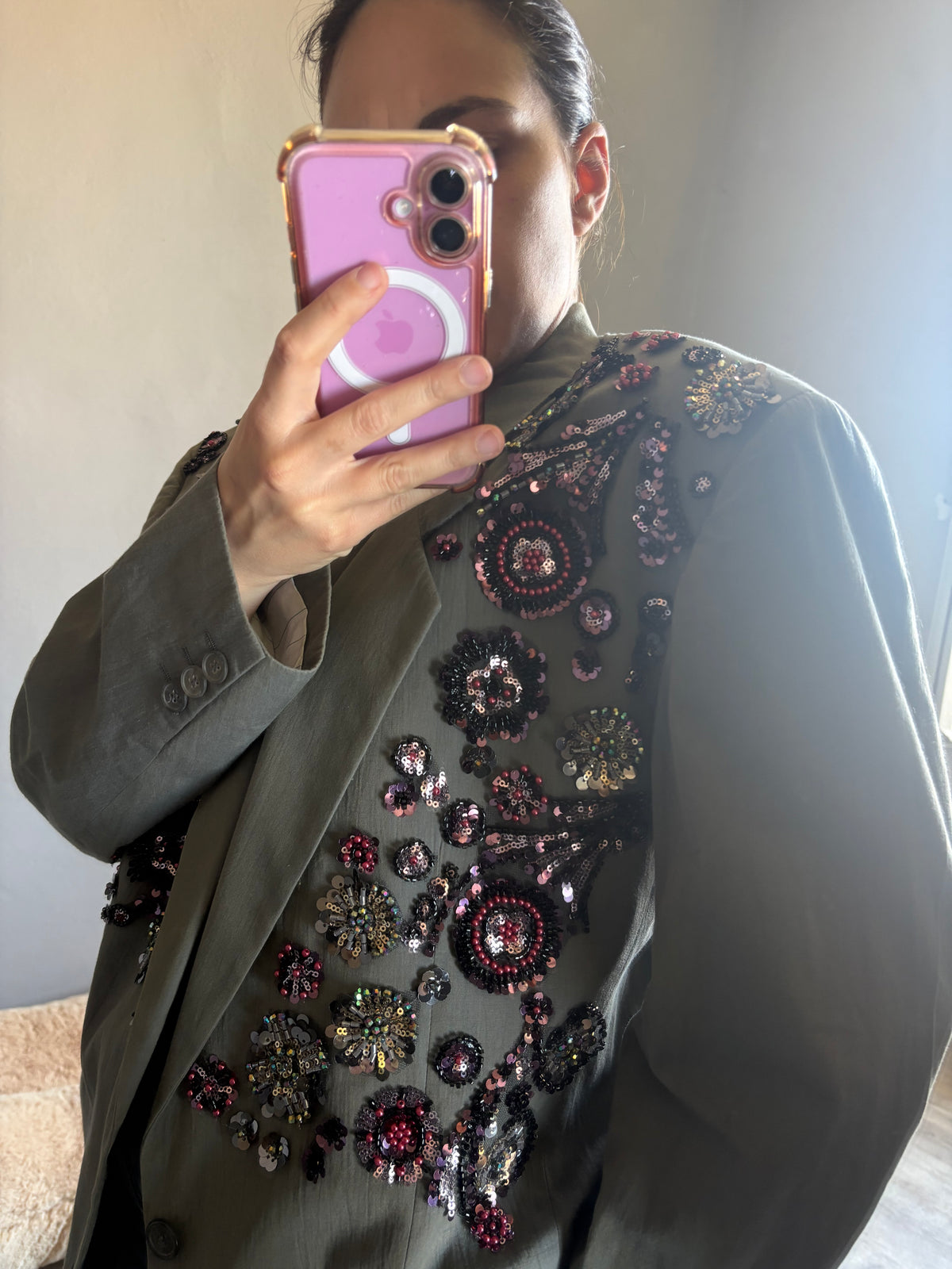 Blazer geigio pietre fiore strass