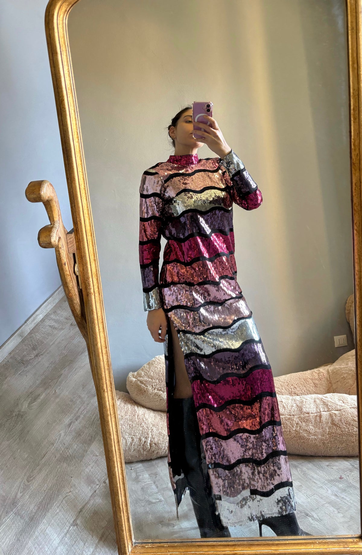 Abito in paillettes multicolore