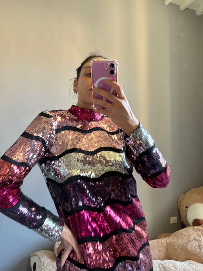 Abito in paillettes multicolore