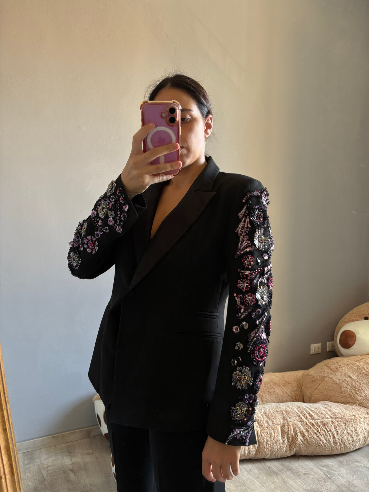 Blazer maniche gioiello con strass