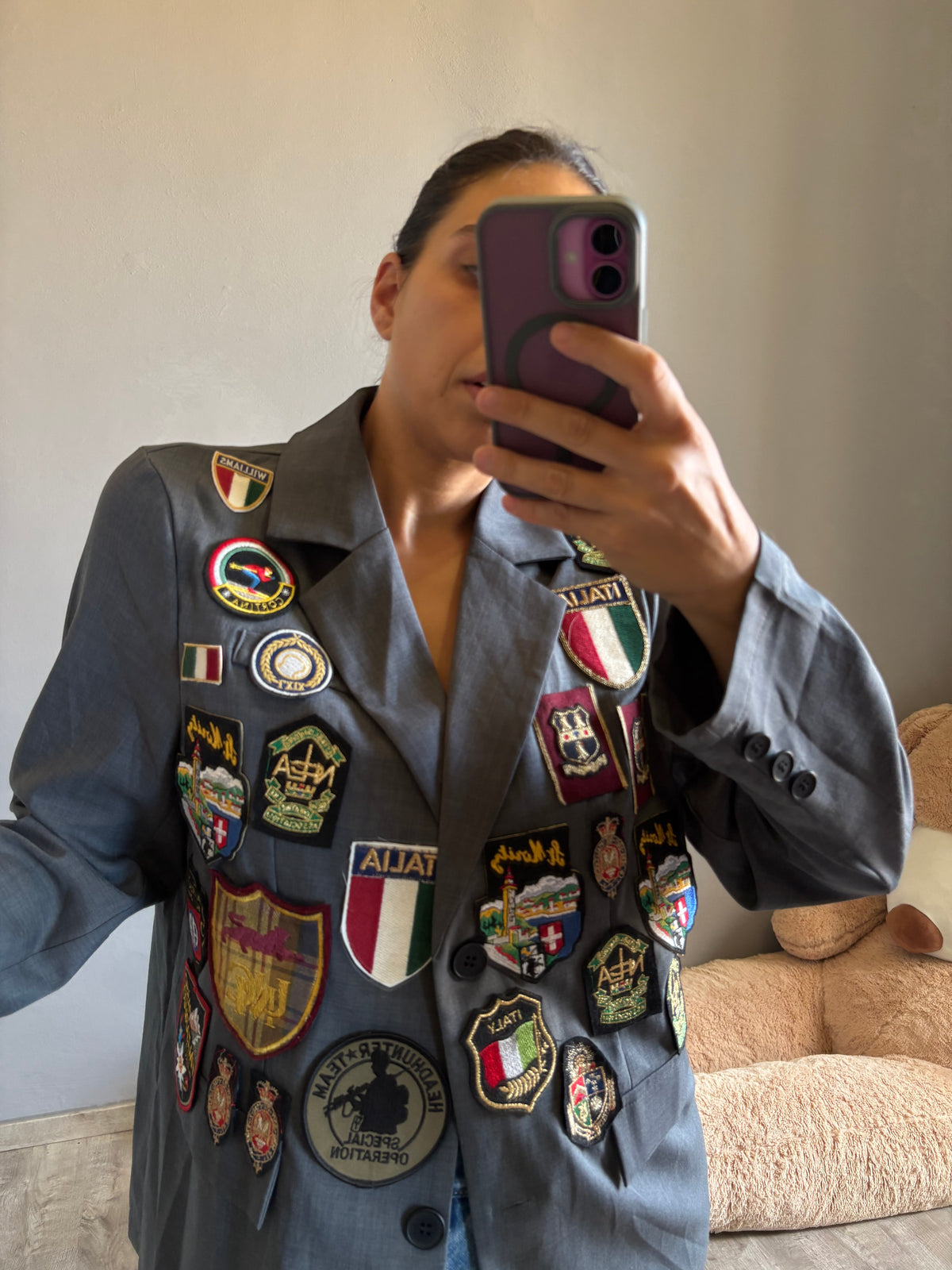 Blazer grigio patch