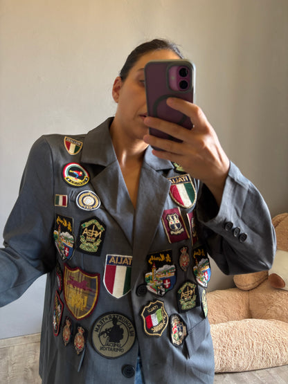 Blazer grigio patch